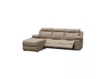 Sofá Relax 3 Plazas Duehome Nellie Cemento con Chaise Longue Derecho – Reclinable Motorizado, Microfibra, 276x187x102 cm