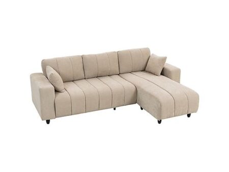 Sofá Esquinero HOMCOM 83B-542V00BG Beige – Chaise Intercambiable, Muelles y Espuma, 242x156x87 cm
