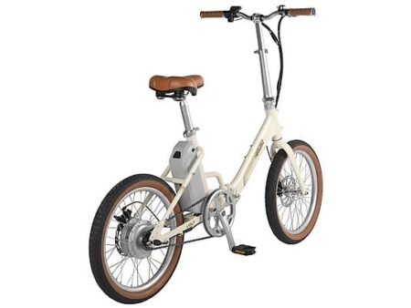 Bicicleta Eléctrica Plegable FABRICBIKE Volt 20” Aluminio, 250W, 5 Niveles Asistencia, Freno de Disco, Crema