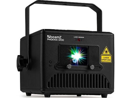 Proyector de Efectos Láser BeamZ Phoenix1200 RGB, 1.2W, Rojo, Verde, Azul, DMX, Control Remoto, Negro