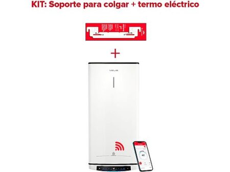 Termo Eléctrico Ariston Velis Pro WiFi 80L + Soporte Instafix, Blanco, Diseño Plano, Alta Eficiencia