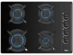 Placa de Gas Teka GBC 64003 KBA 60 cm, 4 Quemadores, Cristal Negro, Parrillas Hierro Fundido, Gas Butano, 7.3 kW