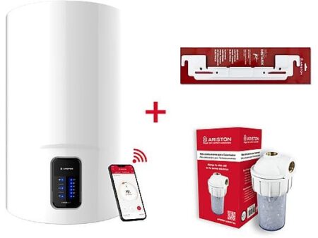 Termo Eléctrico Ariston Lydos WiFi 100L 1500W Blanco + Kit Antical + Soporte Instafix | Control App, Clase B, Vertical