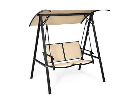 Columpio de Jardín NORTHIO 2 Plazas con Dosel Ajustable 173,9x55,3x13 cm, Metal y Tela Transpirable, Gris