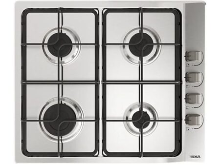 Placa de Gas Teka E/60.3 40 NAT 60 cm, 4 Quemadores, Gas Natural, Acero Inoxidable, Parrillas Esmaltadas, 7500 W (112620018)