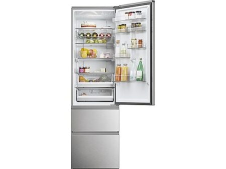 Frigorífico combi Haier 3D 60 Series 5 HTW5620CNMG, No Frost, 414L, 205 cm, Inox, MyZone, Direct Access