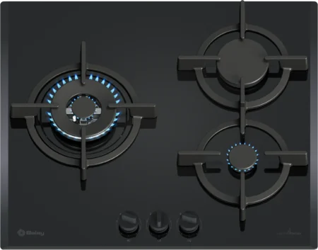 Placa de Gas Balay 3ETG663RB - 3 Zonas, Gas Butano, Cristal Templado, Hierro Fundido, 59 cm, Negro