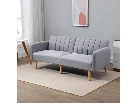 Sofá Cama 2 Plazas HOMCOM 839-214LG Gris – Lino Sintético, Respaldo Reclinable 3 Posiciones, 173x75x73 cm