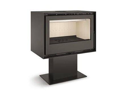 Estufa de leña TJ Jucar 80 con pie central, 7,4 kW, acero, ecodesign 2022, gris, calefacción 105 m²