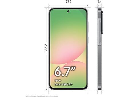 Samsung Galaxy A56 5G 256GB Negro, 8GB RAM, Pantalla 6.7" FHD+ Super AMOLED, Exynos 1580, Batería 5000 mAh, Android 15