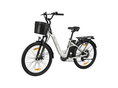Bicicleta eléctrica de ciudad TTGO C2 PRO 26" Plata – Motor central 250W, Batería 36V 18Ah, 7 Velocidades Shimano, 5 Niveles de Asistencia, Autonomía 80-120 km