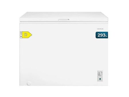 Congelador horizontal Cecotec Bolero CoolMarket Chest 293M 293L, Dual Function, Fast Freezing, Clase D, Arcón 85,2 cm, Blanco/Multicolor
