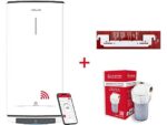 Termo Eléctrico Ariston Velis Pro WiFi 80L + Kit Antical Polifosfatos, Blanco, Alta Eficiencia