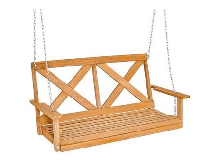 Banco Columpio de Jardín NORTHIO 2 Plazas Madera Natural con Cadenas, Exterior, 240 kg