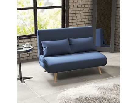 Sofá Cama 2 Plazas HOMCOM 83B-085V00DB Azul Oscuro – Respaldo Reclinable 5 Posiciones, Tapizado Lino, 120x75x85 cm