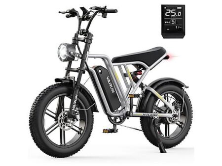 Bicicleta eléctrica de montaña VARUN X-Plorer 20" Plata – Motor 250W, Batería 48V 13Ah, Doble Suspensión, 7 Velocidades Shimano, Neumáticos Anchos 4.0"