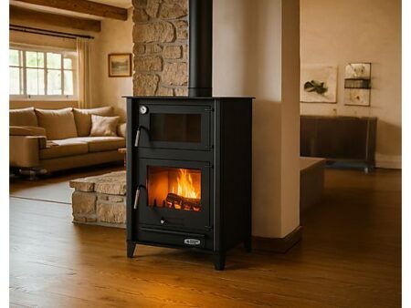Estufa de Leña con Horno 13 kW Acero Gris ECODESIGN 2022 – Alta Eficiencia 79% | Maestro Ferretero ETNA