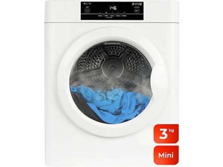 Secadora de Evacuación EVVO Mini S3 3 kg | 5 Programas, Blanco, Compacta y Portátil, LED, Sensor de Humedad