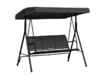 Columpio de Jardín OUTSUNNY 84A-234BK Balancín 3 Plazas con Toldo Ajustable, Estructura de Acero y Asiento Textileno, 175x118x159 cm – Negro
