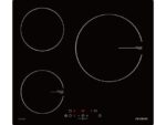 Placa de inducción Infiniton IND3N61G28, 3 Zonas, Zona Grande 28 cm, 6300 W, Modo Boost, 59 cm, Negro