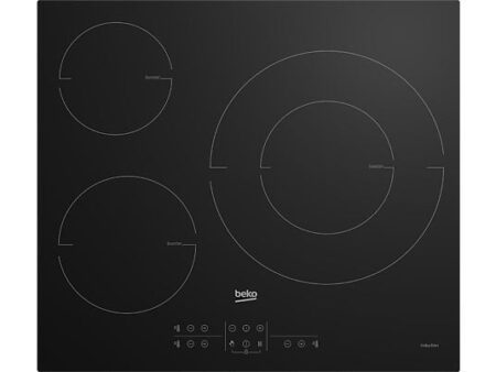 Placa de inducción Beko HII63205MT, 3 Zonas, Zona grande 32 cm, Booster, Stop&Go, 60 cm, Negro