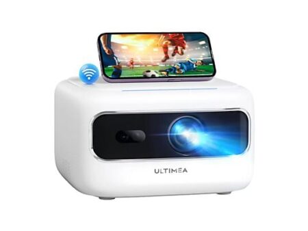 Proyector Mini ULTIMEA Apollo P10 Full HD 1080P, 1280x720 LED, 300 ANSI lúmenes, WiFi 5G+2.4G, Autoenfoque Eléctrico, Portátil Cine en Casa, Blanco