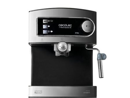Cafetera Express Cecotec Power Espresso 20 850W, 20 Bares, Depósito 1.5L, Vaporizador, Doble Salida, Acero Inoxidable