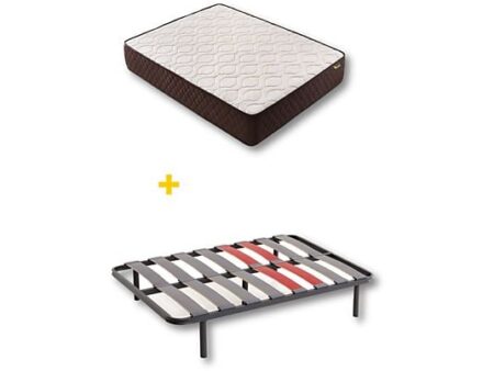 Pack Colchón + Somier Descansín Visco Soft Gel 135x190 cm, Alta Densidad, Firmeza Alta, Antiácaros, Somier Antiruido, Blanco