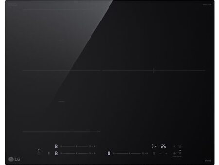 Placa de inducción LG CBIZ2432B, 3 Zonas con Zona Flex, 7400 W, WiFi ThinQ, Control Deslizante, 59 cm, Cristal Negro