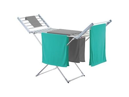 BRIEBE CD1183 Tendedero Eléctrico Plegable 220W, 18 Barras Calefactoras, Secado Rápido Interior, Gris