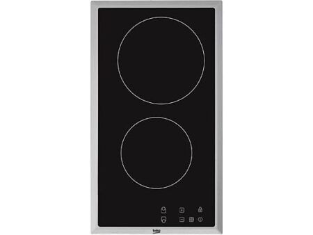 Placa Vitrocerámica Modular Beko HDMC 32400 TX, 2 Zonas 18 cm, Control Táctil, Indicador Calor Residual, 30 cm, Negro