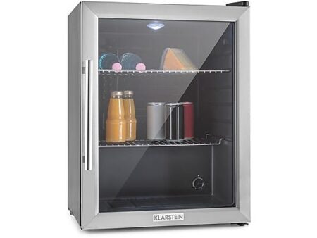 Mini Nevera Klarstein Beersafe XL 60L para Bebidas, Puerta de Cristal, Iluminación LED, Temperatura Regulable 3-10°C, Acero Inoxidable