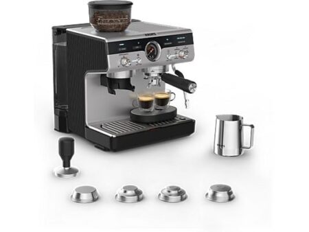 Cafetera Express con Molinillo Krups Precision XP801T 15 Bares, 1500 W, 30 Ajustes de Molienda, Thermoblock, 3.5 L, Inox