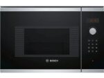 Microondas Integrable Bosch BEL523MS0 20L, 800W, Grill 1000W, 5 Niveles de Potencia, Plato Giratorio 25.5 cm, Acero Inoxidable