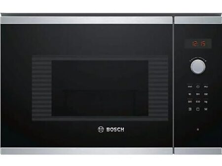Microondas Integrable Bosch BEL523MS0 20L, 800W, Grill 1000W, 5 Niveles de Potencia, Plato Giratorio 25.5 cm, Acero Inoxidable