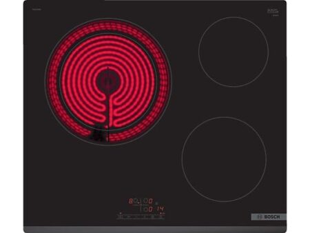 Placa Vitrocerámica Bosch PKK631BB8E, 3 Zonas, 60 cm, Negra, TouchSelect, 17 Niveles, Bloqueo Infantil, Apagado Automático