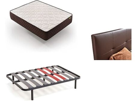 Pack Colchón + Somier + Cabecero Descansín Visco Soft Gel 105x190 cm, Tapizado Wengué, Espumación Alta Densidad, Anti-ruido, Firmeza Alta, Transpirable