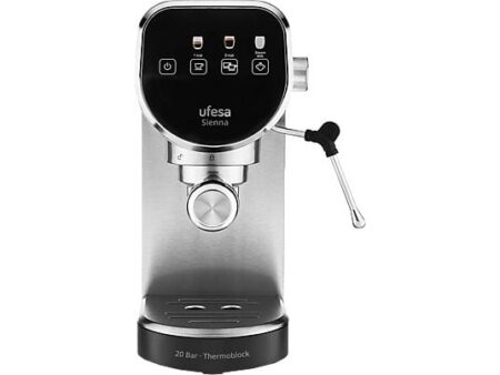 Ufesa Sienna Cafetera Express 20 Bar 1360W con Vaporizador, Depósito 0.9L, Compatible ESE, Acero Inoxidable